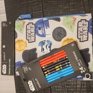 Yoobi Star Wars Binder Zip Case with Pencils - Blue/ Red/Black